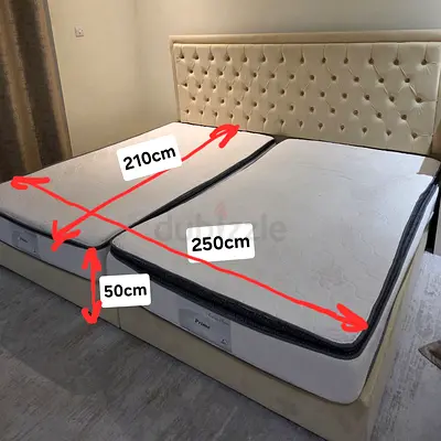 Custom Made Super King Bed 250x210cm + 2 Mattresses