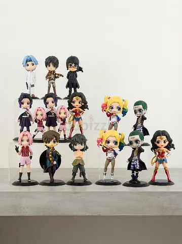 Lot of 15 Mixed Anime & DC Comics Mini Figures - Chibi Collectible Set