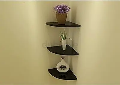 40 cm size Floating Wood Corner Wall Shelves Set of 3