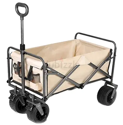 Folding Collapsible Utility Wagon with Handle - Beige