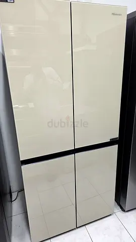 Hisence 4 door fridge glass body cream colour