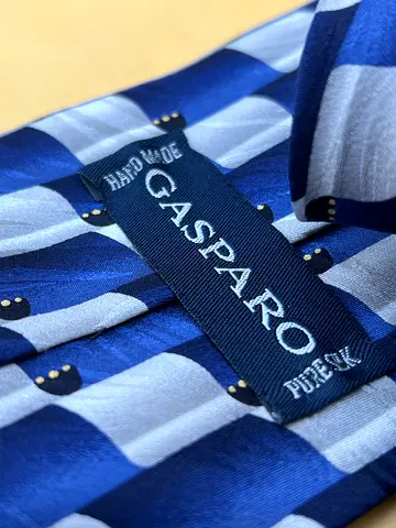 Men's Blue Patterned Silk Tie - Gasparo