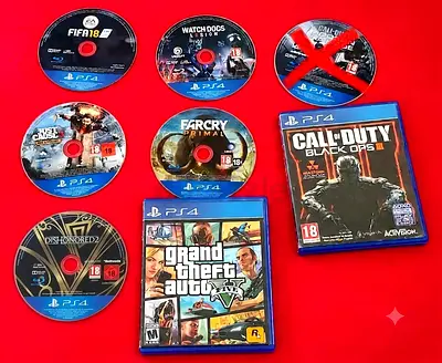 7 PS4 Games – Disc Only  With Cases – Fully Working – AED 300
