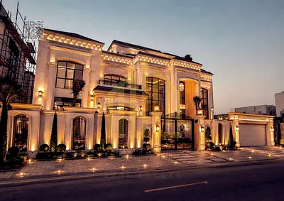 Luxury villa with high-end custom finishes, featuring a swimming pool, elevator, and spacious rooms. Located in Al Zahia, Ajman. Includes electricity,