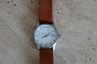 MVMT Classic Men's Watch with Brown Leather Strap, Clean White Dial