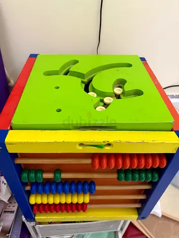 Wooden Activity Cube with Abacus and Shape Sorter