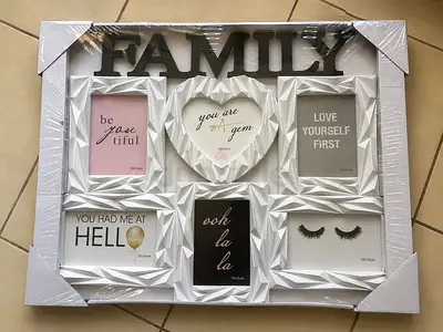 Large 'FAMILY' Multi-Photo Wall Frame Collage (White) - New