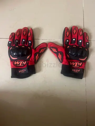 KTM Red Protective Motorcycle Gloves - Size Medium (Used)