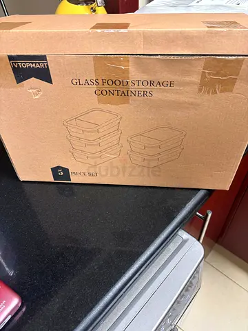 VTOPMART GLASS MEAL PREP CONTAINERS (5-PACK) — OPENED, NEVER USED — 100 AED