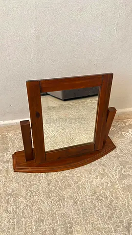 French Chateau Dark Oak Vanity Dressing Table Mirror