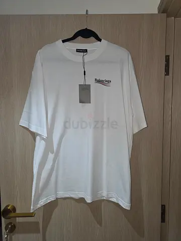 Authentic Brandnew white Balenciaga-style logo T-shirt with tags, size L