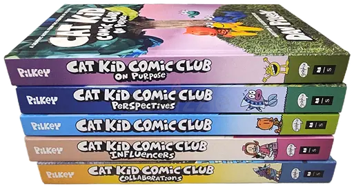Original Cat Kid Comic Club — Complete 5-Book Set (Rukey) — excellent condition -hardcover