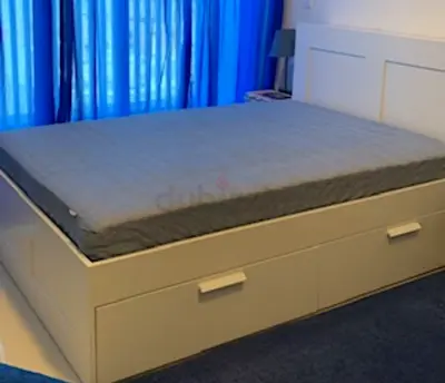 IKEA bed frame with 4 storage drawers+ IKEA matress  in good condition