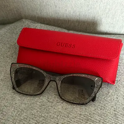 Guess women's glitter frame sunglasses with case