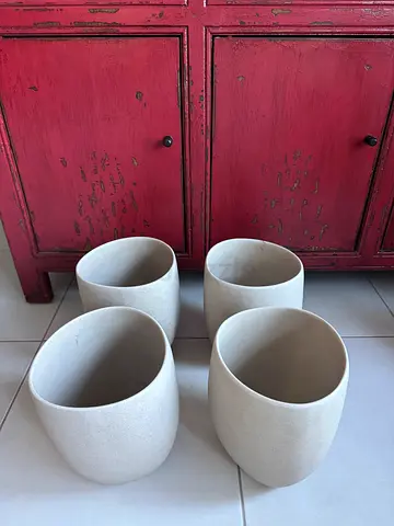 Set of 4 Minimalist White Ceramic Planters/pots - Large Size