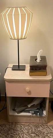Modern Wooden Nightstand with Single Drawer (2 pcs available)