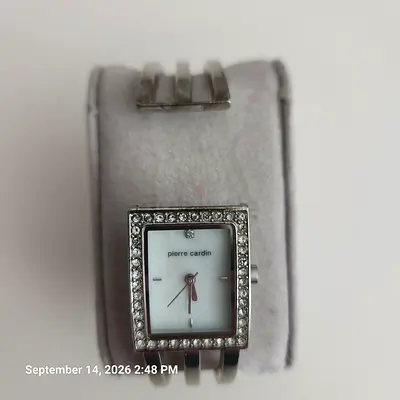 Pierre Cardin women's bangle watch with crystal bezel