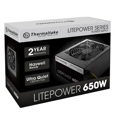 Thermaltake Litepower 650W Power Supply, Non Modular, ATX