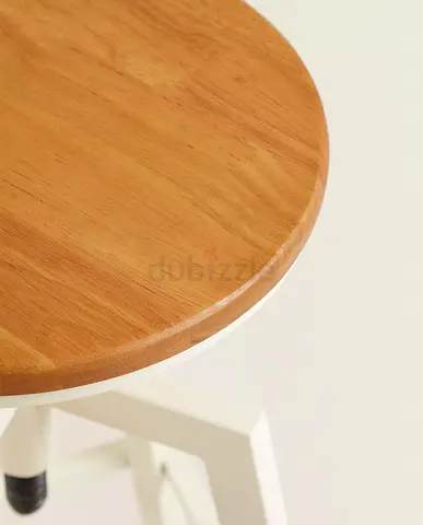 Set of two Wooden Round Stool with White Metal Base - New Price 1400