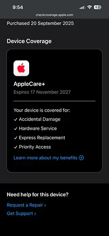 iPhone 17 Pro Max 256 AppleCare 2027 November