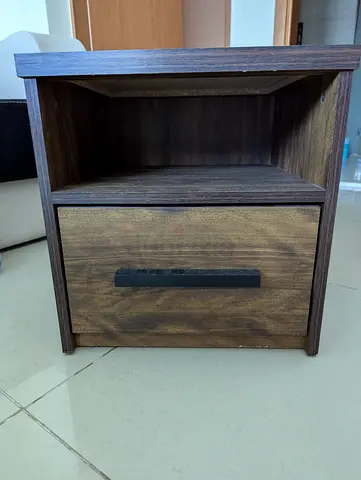 Wooden Bedside Table / Nightstand with Drawer & Open Shelf