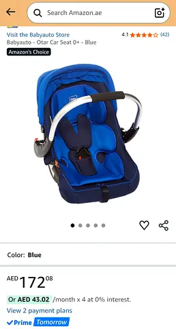 Babyauto Otar Blue Infant Car Seat (0+) 0-13kg - flights cabins approved in excellent condition