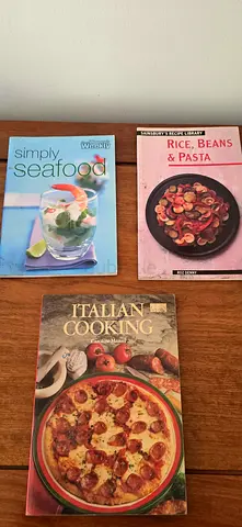 Set of 3 Cookbooks – Italian Cooking, Simply Seafood, Rice, Beans & Pasta