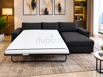 Premium Black L-Shape Sofa Bed with Storage