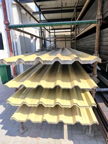 Corrugated Metal Roofing Sheets – Beige, Good Condition