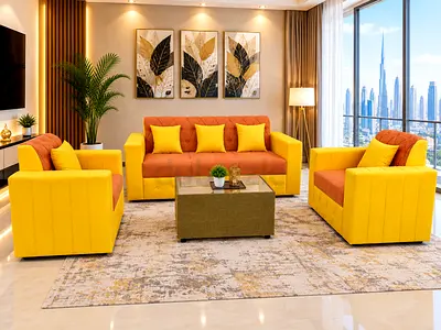 Elegant 5-Seater Living Room Sofa Set
Comfortable 5-seater sofa with a matching centre table and dec
