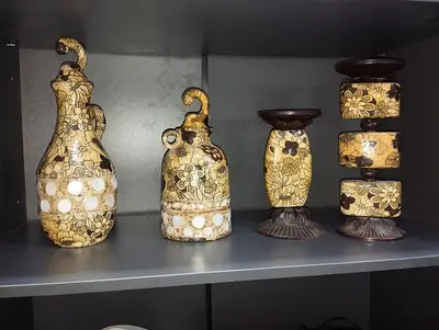 THE ONE Set of 4 Vintage Floral Ceramic Decorative Jars and Stands