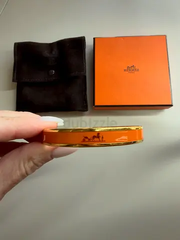 Hermès Enamel Clic Bracelet - Orange with Gold Trim, with Box