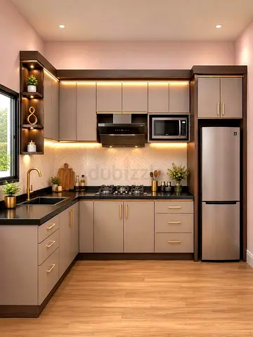 Modern L-shaped Kitchen Cabinet Set
