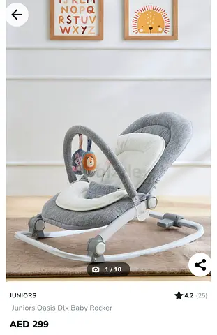 Juniors Oasis Deluxe Baby Rocker - Gray, Comfortable 3 levels Recline in very good condition