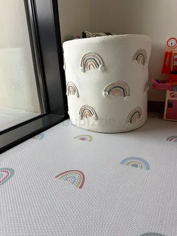 Fabric Nursery Storage Basket with Rainbow Design play mat (125x185cm) - Good Condition