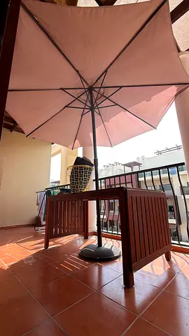 Wooden Patio Table with Umbrella
