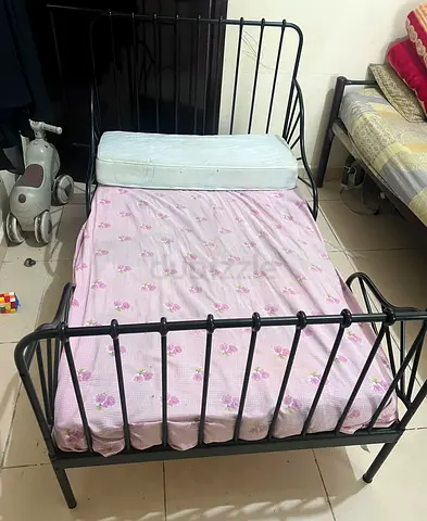 Metal Toddler Bed Frame with Mattress - Good Condition