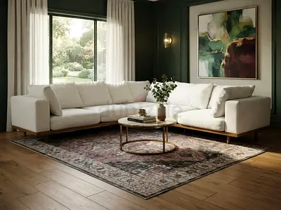 West Elm Corner Sofa Beige Excellent Condition