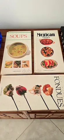 Set of 3 Cooking Books: Mexican, Soups, Fondue - Good Condition