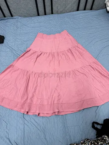 Light Pink Tiered Mini Skirt - Casual Cotton Blend