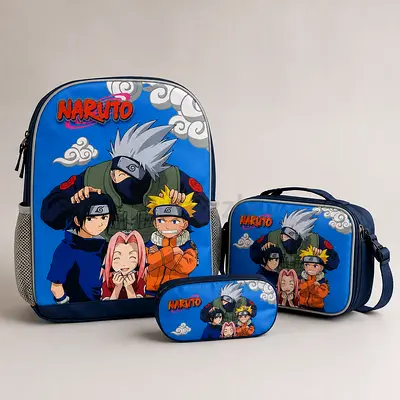 Naruto 3-piece kids backpack set – backpack, lunch bag & pencil case