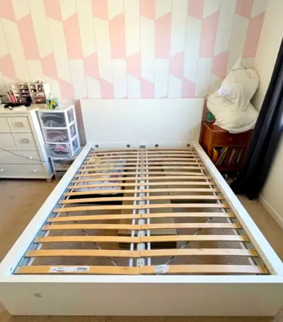 Ikea king size bed with mattress and storage drawers