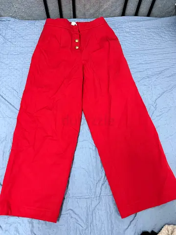 Red high-waist wide-leg women's trousers - size unknown