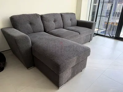 Grey L-shaped 3-seater Sofa with Chaise - Good Condition