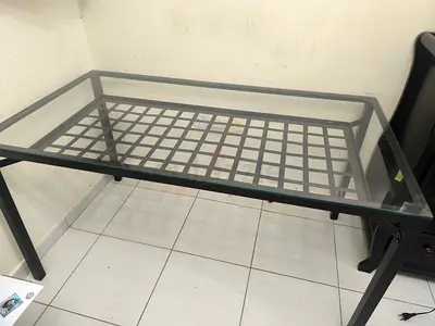 IKEA GRANAS Glass top steel framed dining table ( 6 seater ) for sale