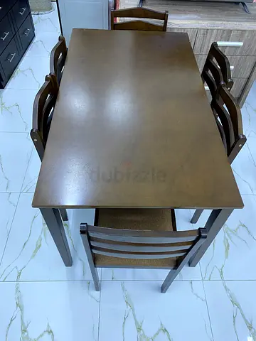 Solid Wood Extendable Dining Table with 6 Chairs - Dark Brown