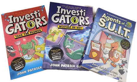 Set of 3 original 'InvestiGators' books by John Patrick Green -excellent condition