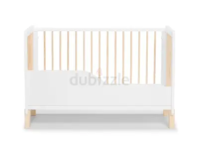 Grey Wooden Baby Cot / Crib with Natural Wood Slats