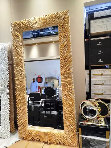 Large Full-Length Natural Wood Frame Floor Mirror