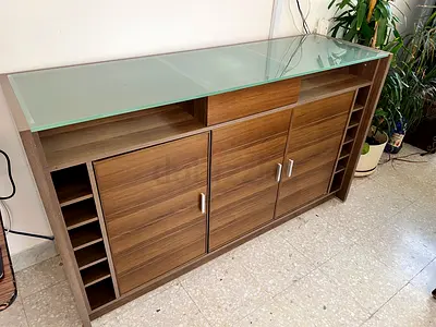 Wooden Sideboard Cabinet with Glass Top